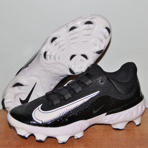 Nike Alpha Huarache Elite 4 Low MCS Baseball Cleats Mens 9.5 Black White - Picture 1 of 6